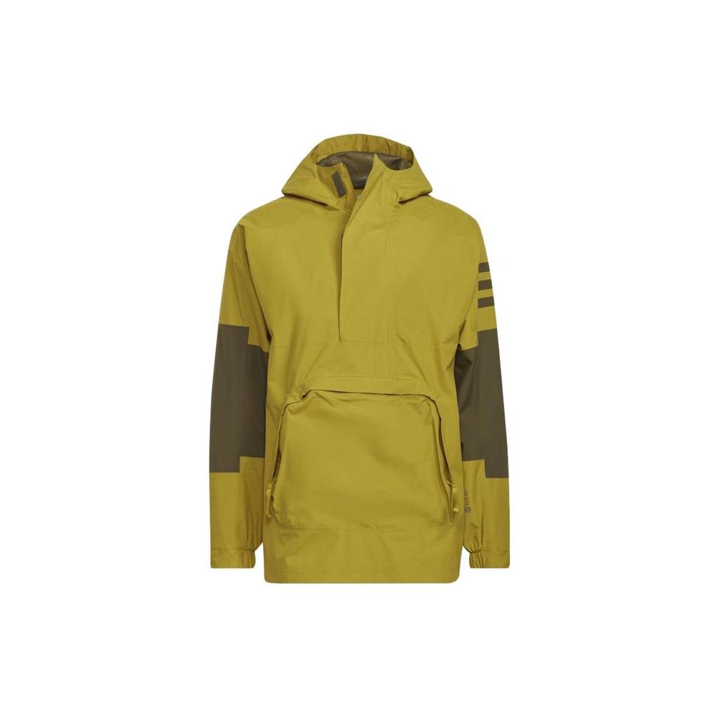 Adidas Colorblock Striped Hooded Jacket Men Outerwear Yellow HD8913