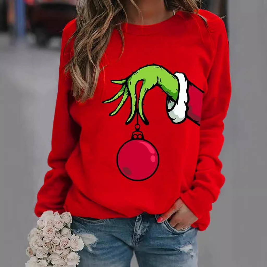 Christmas, printed long-sleeved crew neck sweater