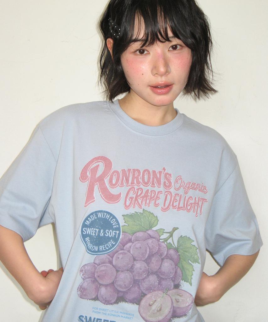 RONRON Vintage Grape Over Fit T Shirt Soft Blue
