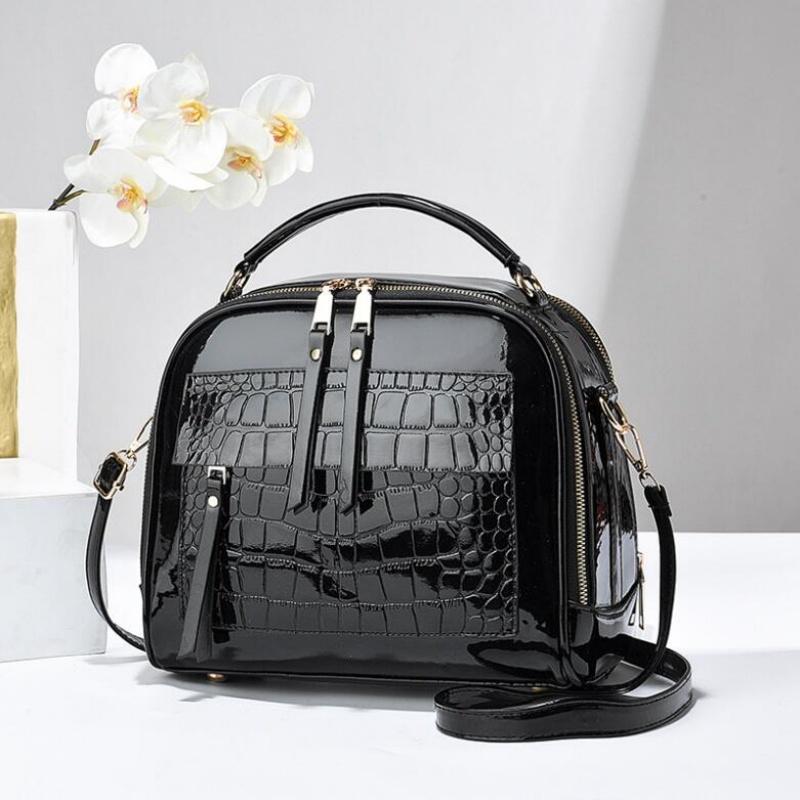 

Fashi Bright Leather Ladies Handbag Versatile Women s Crossbody Bags New Women s Shoulder Bag Lacquer Leather Women s Bag 25x13x23cm чёрный