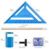 12 Inch Blue Aluminum Alloy Metric Imperial Scale Triangle Ruler Set with Stair Gauges Angle Square Durabled Woodworking Carpentry Tools Accessories