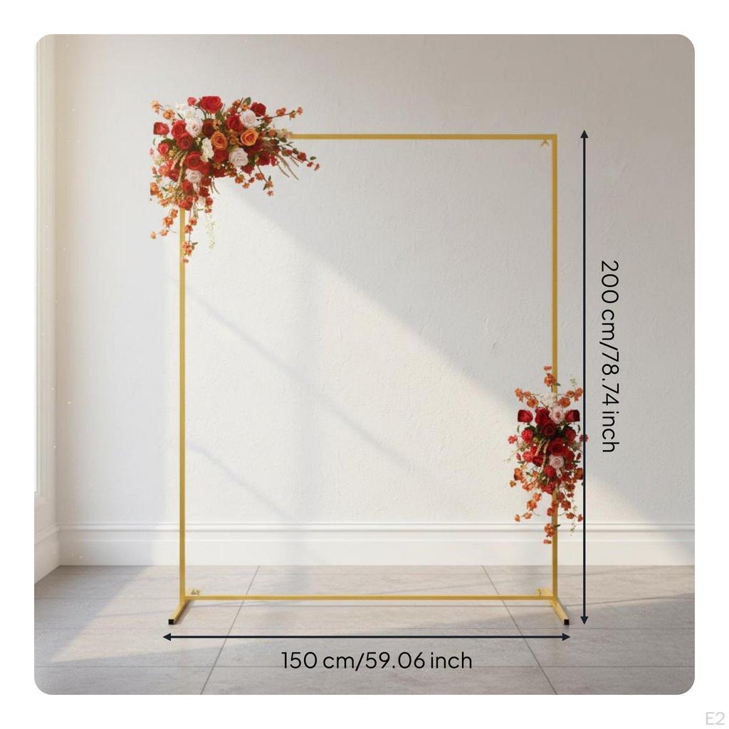 Square Metal Arch Frame Reusable Gold Wedding Backdrop Stand Easy Assembly