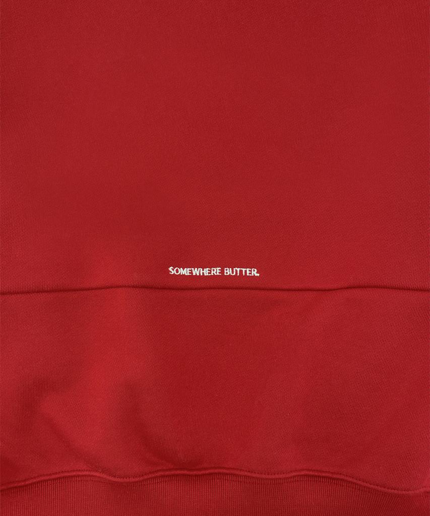 Sseomweeobeoteo Denim Wave Logo Sweatshirt - Red
