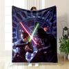 Two Characters Engage In a Lightsaber Duel with Red and Green Blades. for All Seasons Blanket Lunch Break Throw Gift