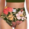 Padded Wire Free Two Piece Bikini Set Halter Bra Sunflower Print Briefs Swimwear for Beach