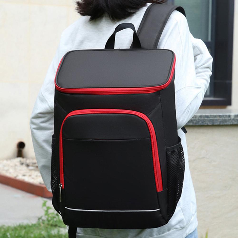 Oxford Insulated Cooler Backpack Save Space Waterproof Thermal Cooler Backpack Lightweight Reflective Strip for Outdoor Camping