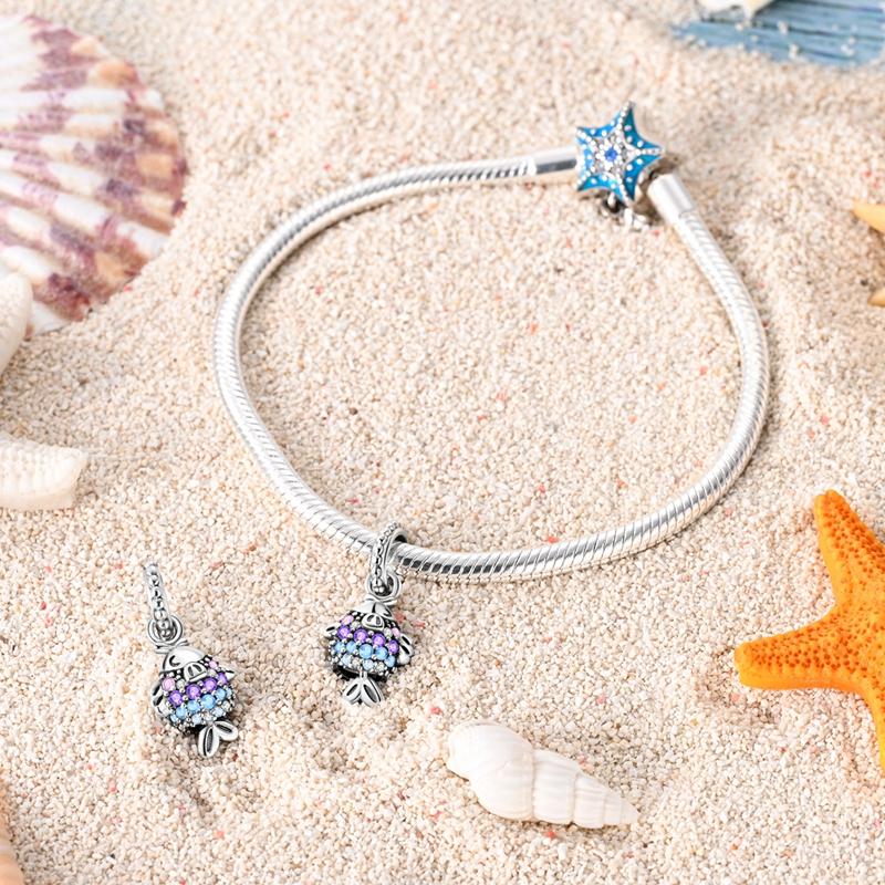 Charms Copper Cute Colorful Zircon Little Fish Pendants Fit Charms Plata Original Bracelet Beads Women Jewellery Making