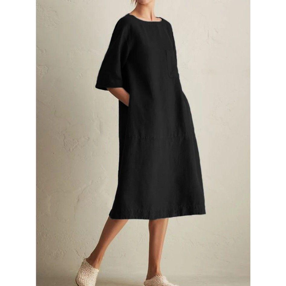 Stylish Summer Cotton-Linen Patchwork Mid-Length Skirt - Plus Size Women's Clothing