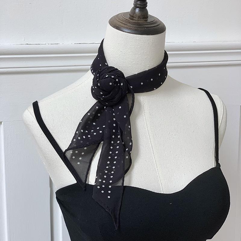 Ladies' Summer Polka Dot Scarf Tie Neck Long Ribbon Casual Sun Protection Outer Scarf Belt Decoration Polka Dot Scarf Headband