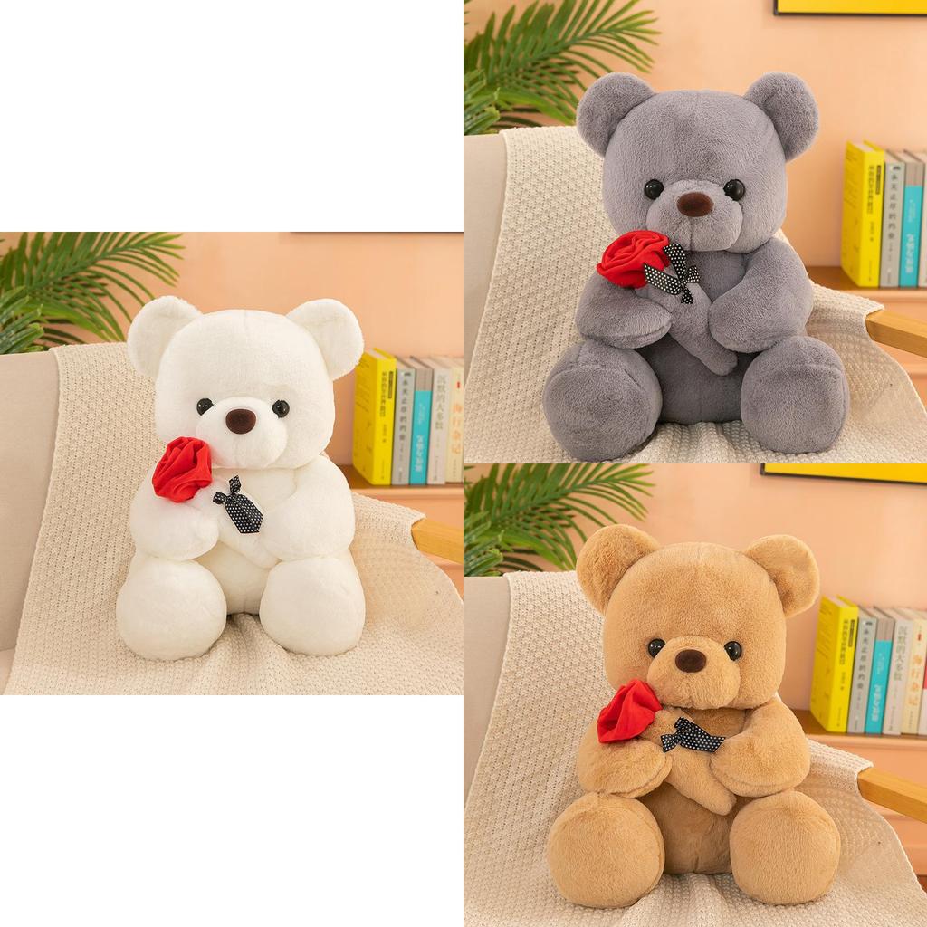 Cute Cartoon Rose Teddy Bear Plush Toy Doll Pillow Wholesale Factory Supplier