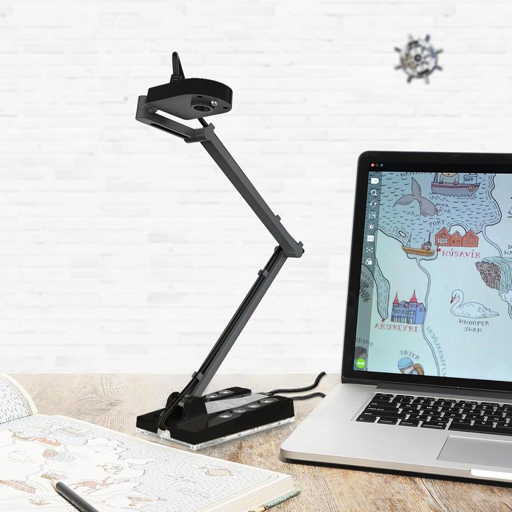 TreasLin HDMI Document Camera 15MP Output Supports Video Import To PC and Save Images To SD Card 4K High Definition Image Quality External Input