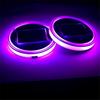 Pair 68Mm Round Solar+Usb Charging Car Cup Holder Bottom 7 Color Rgb Led Lights