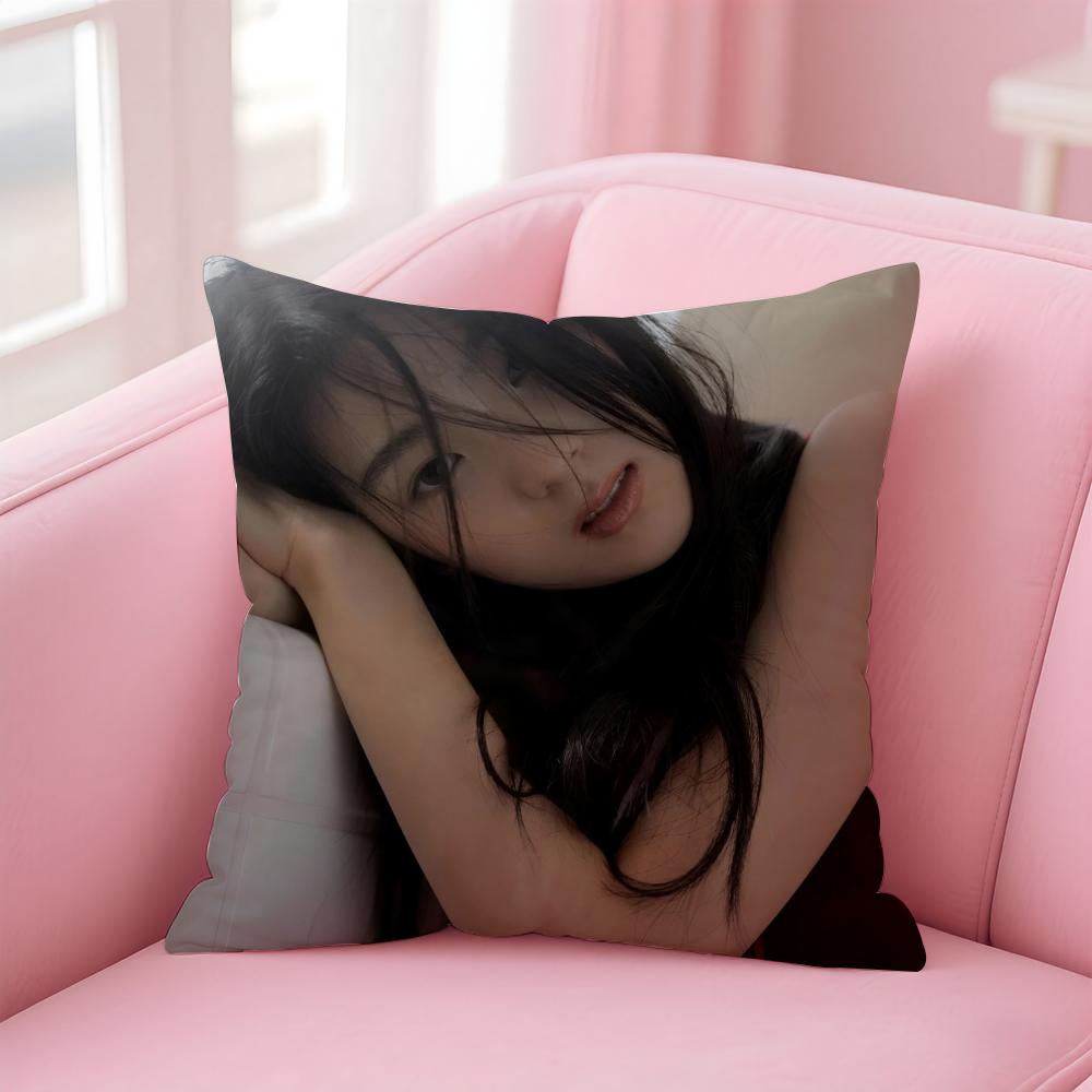 Hot Beautiful Kpop Singer GGyubin Sweet Cushion Cover Pillowcase Short Plush Invisible Zipper Room Sofa Cushion Cover
