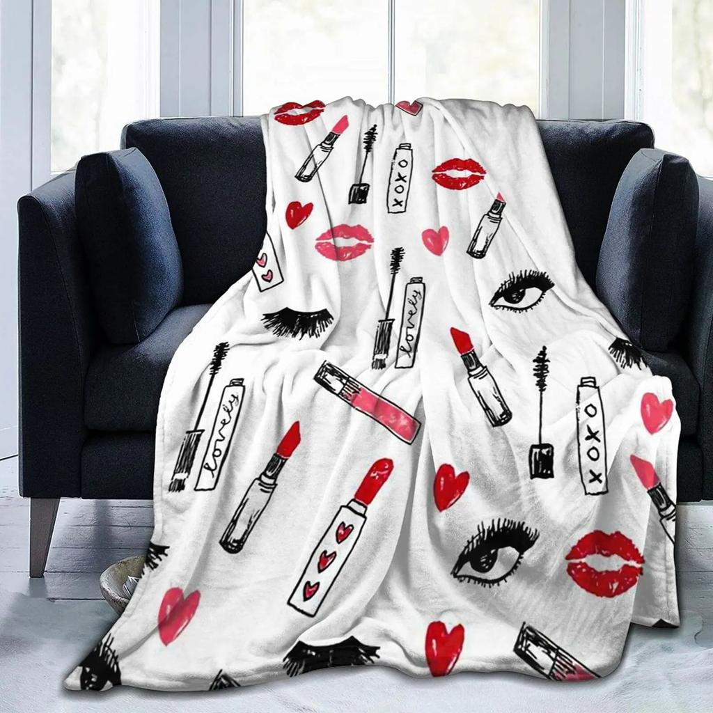 Abstract Closed Eyes Cute Eyelashes Blanket Lightweight Blankets All Season Throw Blanket for Couch Bed Soft Flannel Blanket