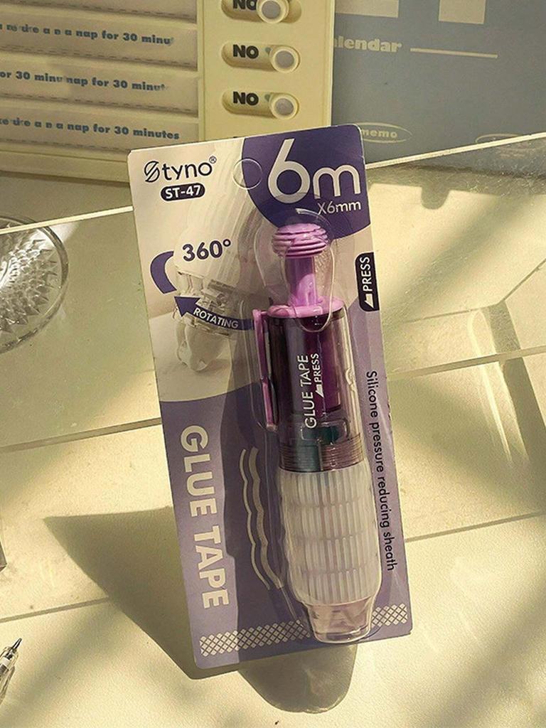 1pc 360° High Viscosity Rotating Press Gel Pen, Refillable, Large Capacity Dual-Sided Adhesive, Ins Style, For Students Back To School