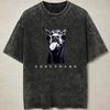 Dobermann Print Washed T-shirts for Women Men Summer Casual Fashion Vintage Streetwear Y2K Tops Crew Neck Short Sleeve Tees