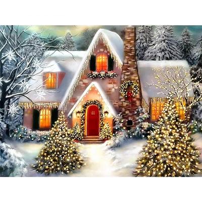 Diamant-Malerei, Landschaft, Kreuzstich, Diamant-Stickerei, Winterlandschaft, Diamant-Mosaik, Lodge, Wohnkultur