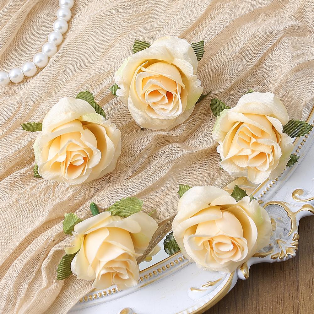 50PC Artificial Flowers DIY Candy Box Cake Home Decor Christmas Decorative Wreaths Wedding Party Garden Roses Arch Silk Fake