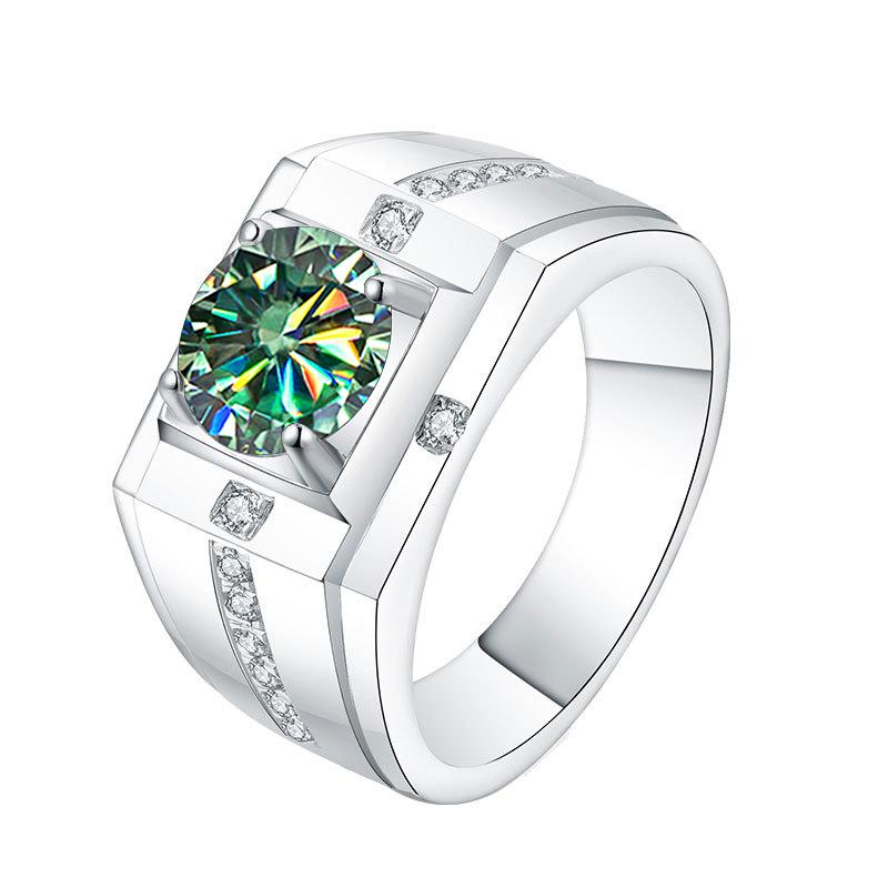 Luxury 1 Ct D Color Moissanite Diamond Ring S925 Sterling Silver Men's Jewelry For Wedding Engagement Gift Resizable
