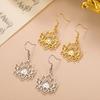 Dawapara Lotus Flower Earrings Zircon Spiritual Lotus Healing Charms Buddhist Yoga Jewelry Stainless Steel Dangle Earrings