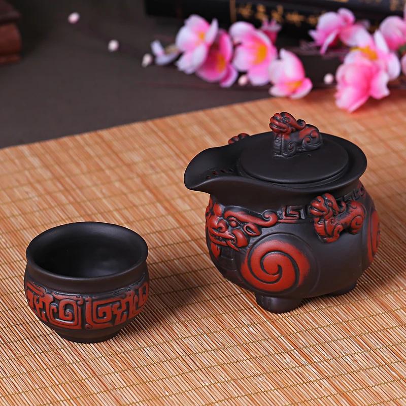 

Retro Purple Clay Filter Beauty Teapot Home Handmade Tea Set One Pot of One Cups Tea Sets Suit Chinese Tea Ceremony Supplies 10x8.5cm 150ml