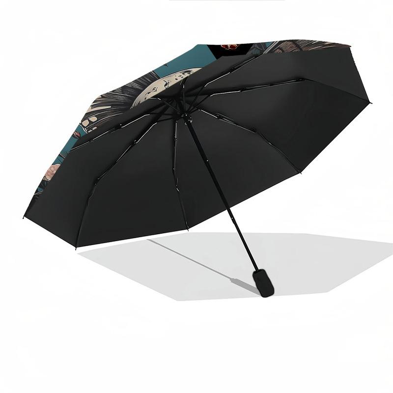 1pc skull flowers umbrella with 8 iron ribs and a plastic handle, automatic opening and closing, and daily use.1046