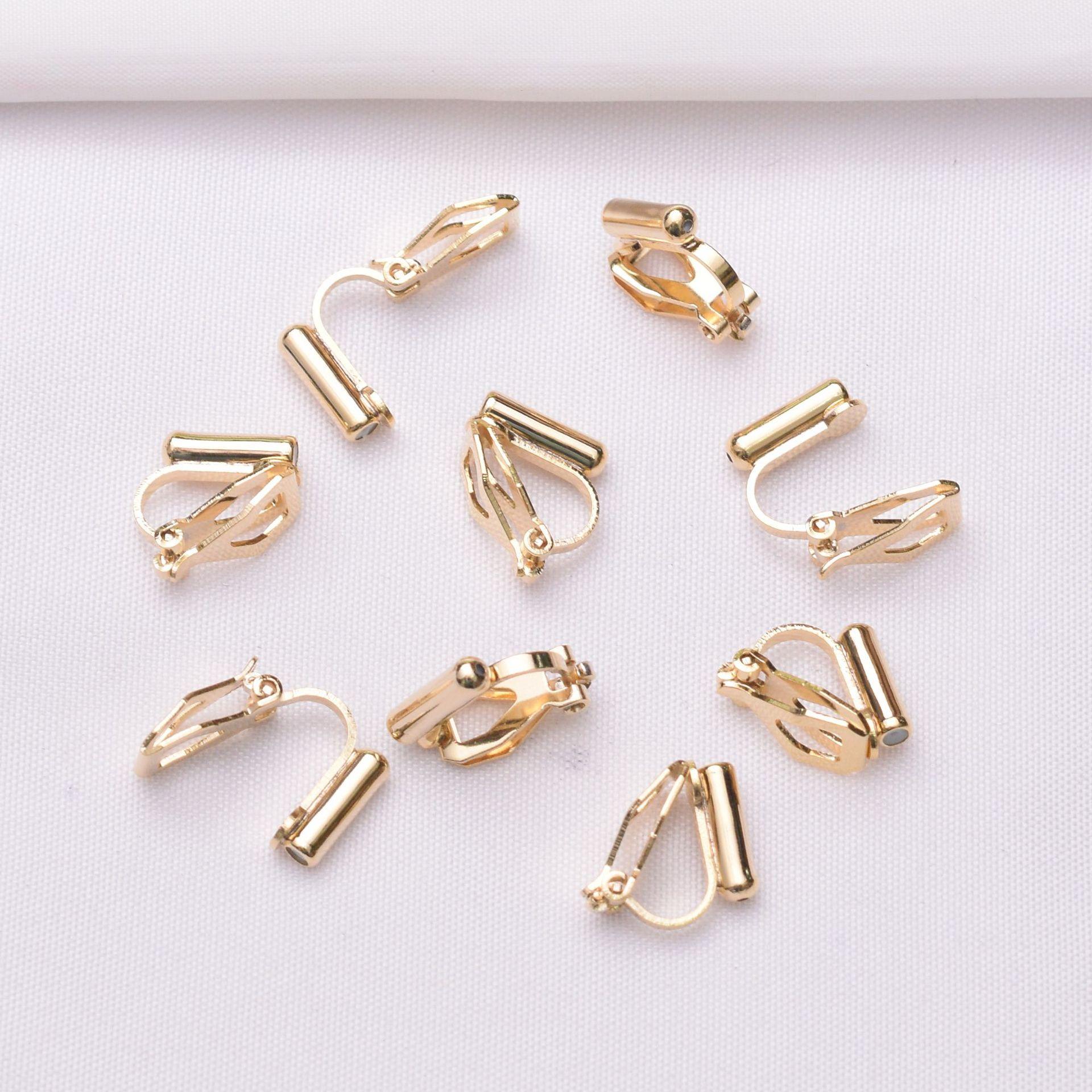 10 stuks Kleurbehoud 18K Tas, Gouden Driehoek Clip Oorclip, Geen Oorbellen Doe-het-zelf Handgemaakte Stud, Pijnloze Oorclip Converter Materiaal