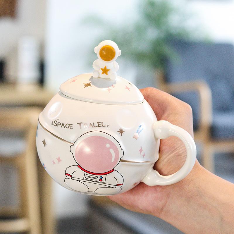 Planet Mug Souvenir Ceramic Cup Birthday Gift Large Capacity Lidded Spoon Water Cup Gift