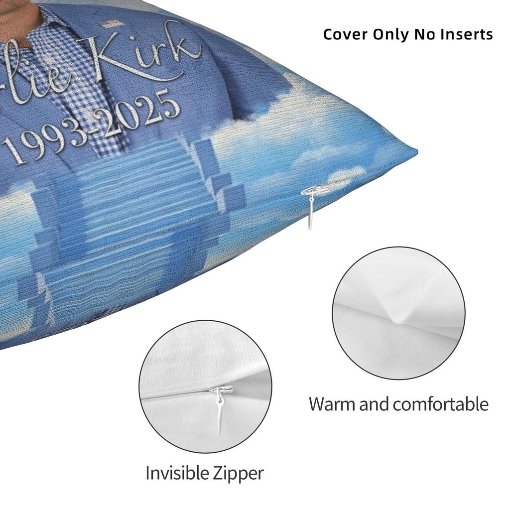 Charlie Kirk Memorial Pillow Cover Graphic Cushion Cover Vintage Pillow Case For Couch Sofa Bedroom