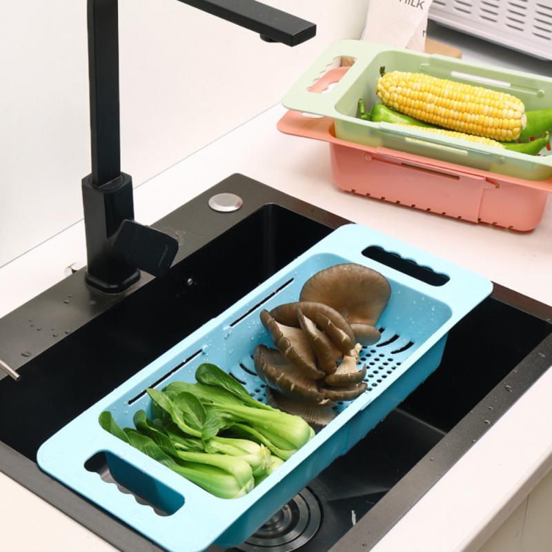 Drain Rack Telescopic Organizer Solid Simple Style Kitchen Organizer Gadgets Sink Rack Retractable Adjustable Kitchen For Use