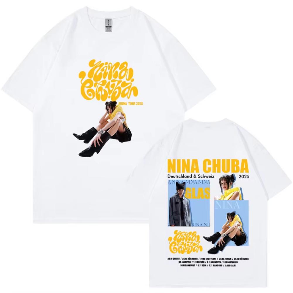 Nina Chuba Trendy Graphic T Shirt 2025 New Mens Women Oversized Aesthetic Cotton Y2K Short Sleeve Summer Print Loose Tees Unisex