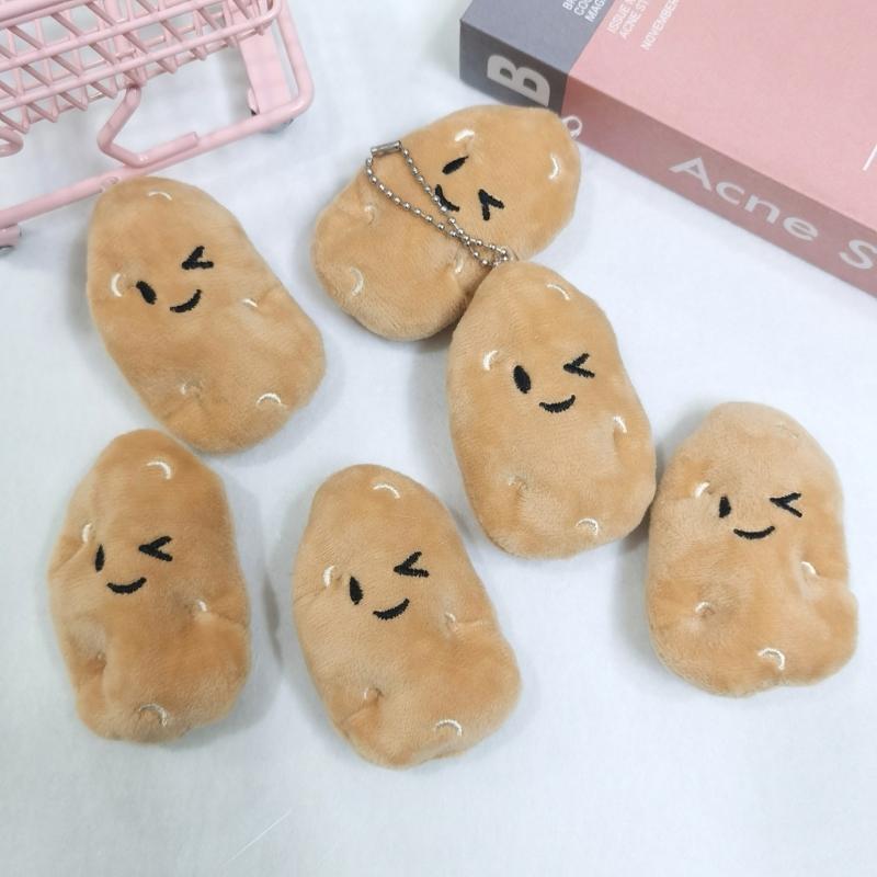 Cute Stuffed Potato Badge Pin Cartoon Potatoes Brooch Pendant Bag Charm Plush Key Chain Decorations Badge Accessory