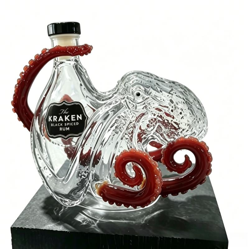 Kraken Tentacle Glass Decanter Vivid Red Unique Sea Creature Design Whiskey Vodka Bottle Home Bar Decorative Alcohol Contai