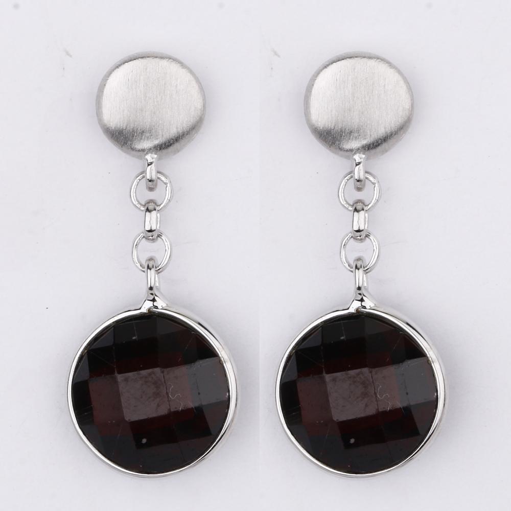 

Hyderabadi Garnet Briolette Earrings 925 Silver Rhodium Push Post гранат/червоний