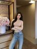 Shanxi Women's 4-Color Versatile Knit T-Shirt: Elastic, Soft, Long-Sleeved, Round Neck Top for Autumn/Winter Wear.