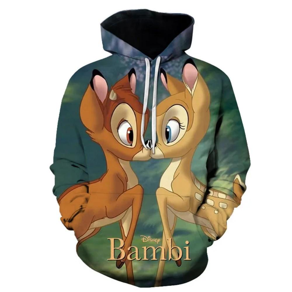 Disney Cartoon Bambi 3D Print Pattern Hoodie for Kids Fashion Casual Long Sleeve Hooded Pullover Warm Lint-lined Children s Top 100