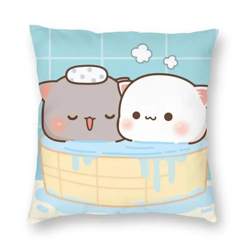 45x45cm Bedroom Living Room Cute Couple Cat Peach and Goma Pillowcase Home Decor Cushion Cover Sofa Pillowcase