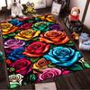 Colorful Rose Pattern Floral Rug Design Non-slip Rug Suitable for Living Room and Bedroom Sofas.