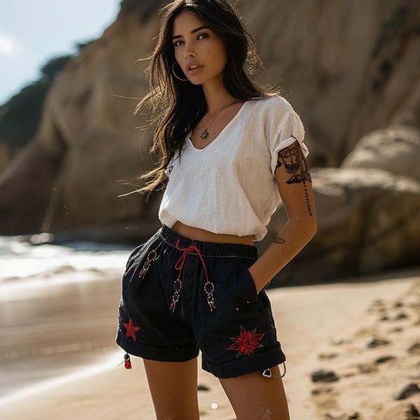 

Slim-Fit Open-Button Short Solid-Color Casual T-Shirt S білий