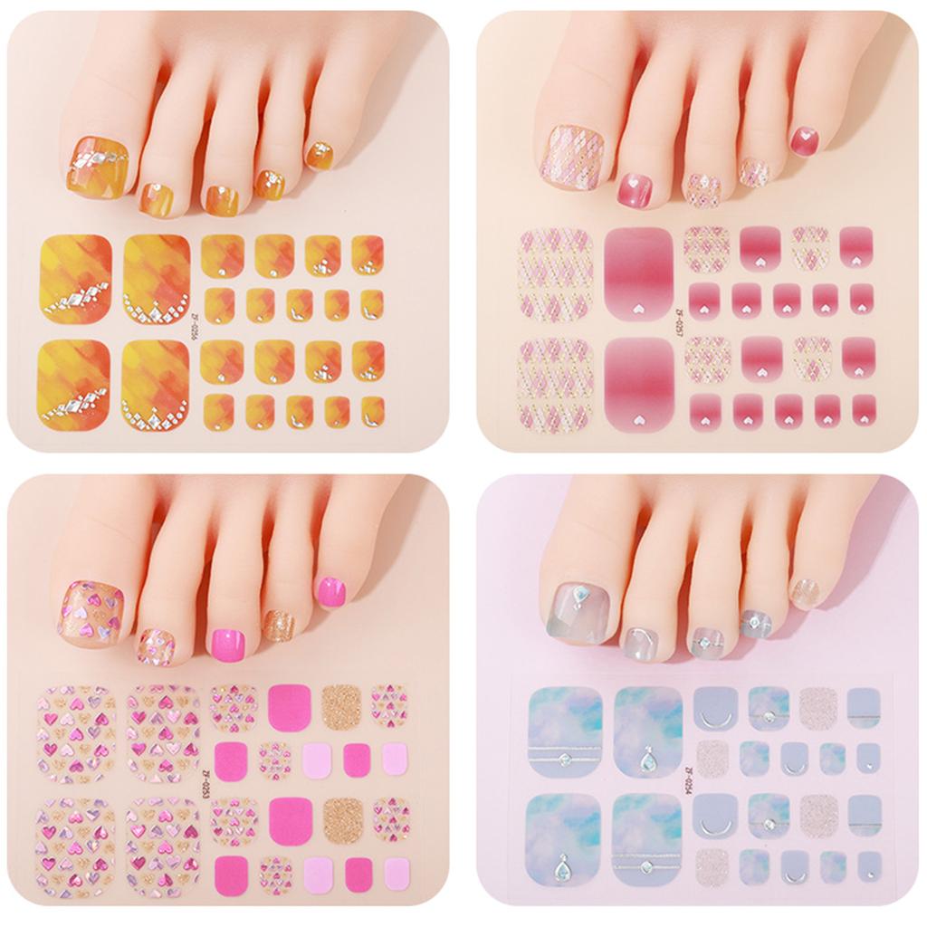 22tips/sheet Toenail Sticker Full Cover Waterproof Non-toxic Sticker Foot Toenail Tablets Nail Sticker DIY Nail Art Tool