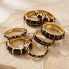 Luxury Black Enamel Gold Color Cuff Bangles for Women Vintage Chunky Geometric Statement Bracelet Set 2026 Trendy Jewelry Gift