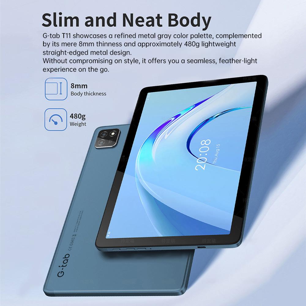 G-tab T11 Android 14 Tablet, 10.1 inch 1280*800 IPS Screen, Unisoc T606 8 Core Max 1.6GHz, 8GB RAM (4GB +4GB Expansion) 128GB ROM