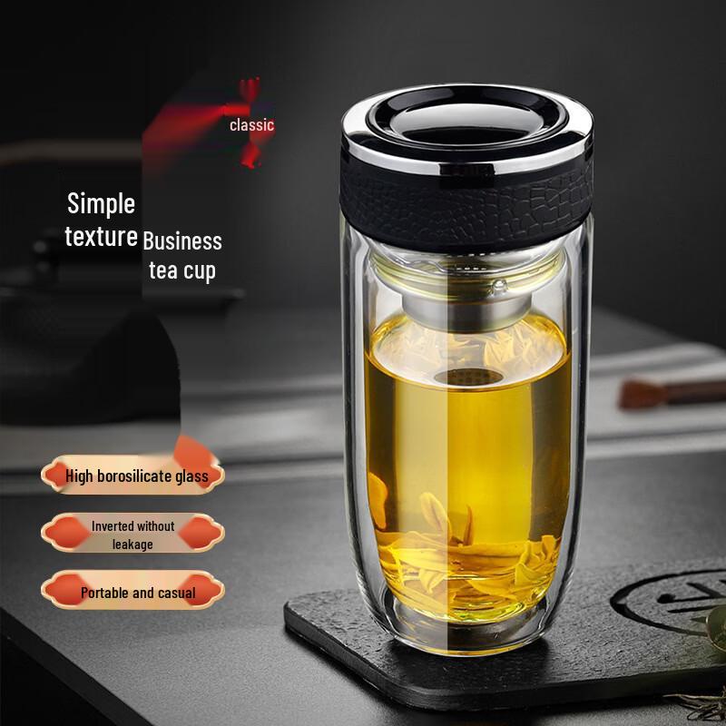 OLOEY Double-Layer Glass Tea Infuser Car Mug