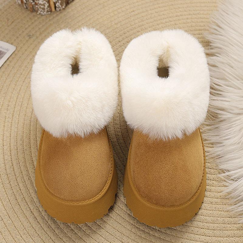 Winter neue Schneestiefel Damen vielseitige Plüsch Damen Baumwollschuhe kurzer Schaft mit Samt zum Warmhalten