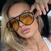 Large Frame Slimming Sunglasses UV400 Shades Fashion Street Photography Concave Style Tourist Resort Eyewear