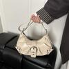 Vintage Y2k Rivet Belt Design Women Pu Shoulder Bags Solid Color Ladies Crossbody Bag Casual Female Hobos Handbags Purse