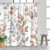 1 Piece Earth Tone Floral Pattern Shower Curtain With Hook, Polyester Fabric, Machine Washable, Suitable For Bathroom Decoration