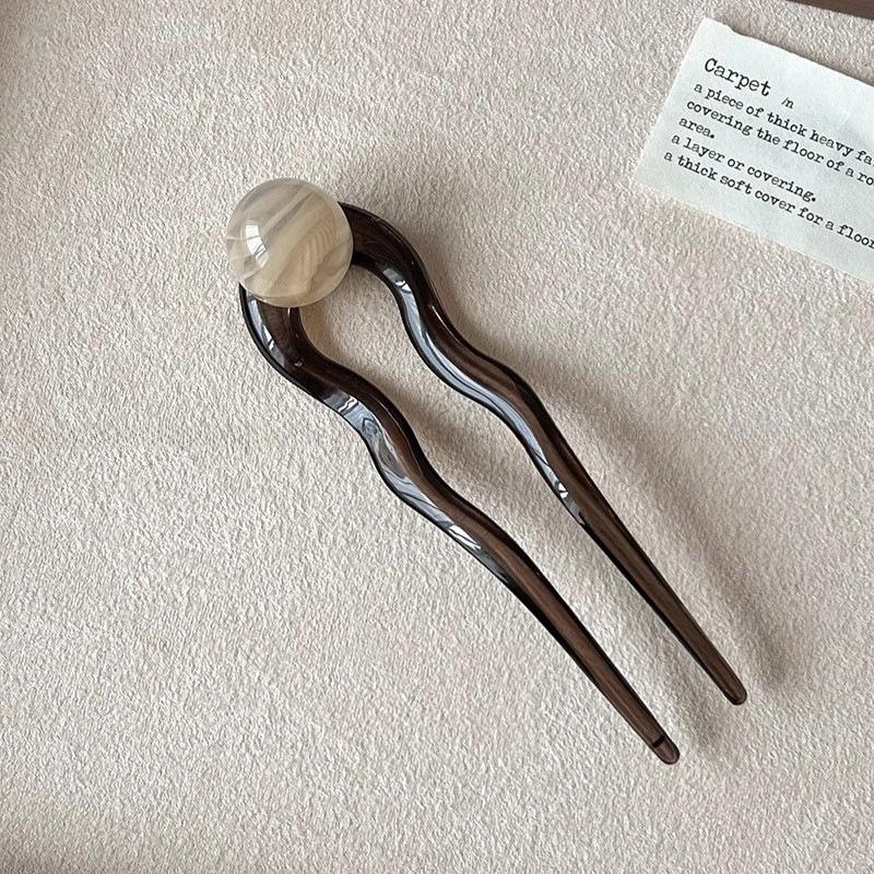 

Colored Beaded U-Shaped Hairpin Hair Fork Trendy Hair Clip For Women Girls Vintage Jewelry Headwear Hair Accessories