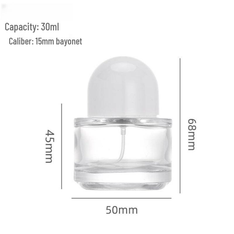 Glass Perfume Decanter: Cylindrical Bottle with 15mm Opening & Spray Cap, Empty