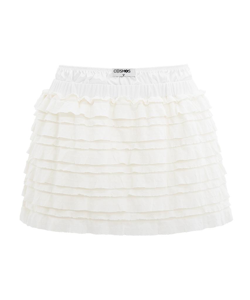 Plasma Sphere Fringe Layered Pleated Tiered Skirt_ 2 Colors